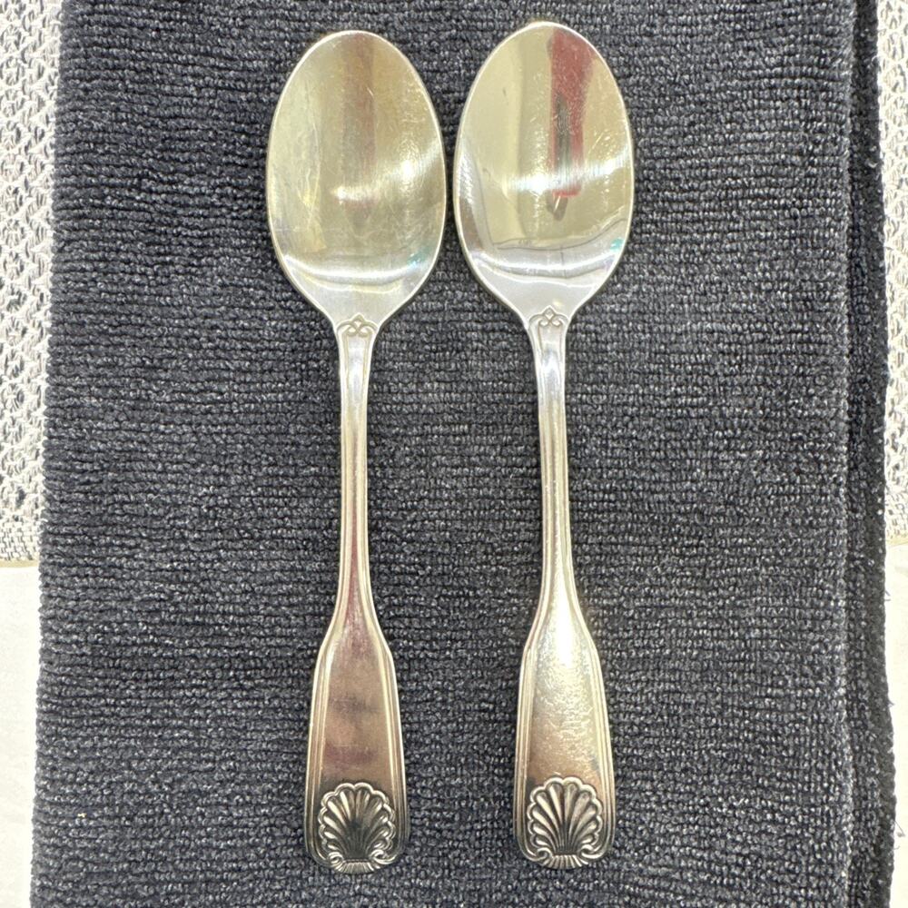 2 AMSILCO World Tableware Coquille Stainless Steel Flatware Teaspoons 6 1/4"